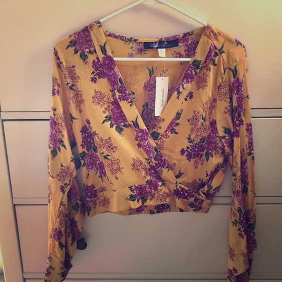 Francesca's Collections Tops - Mustard Yellow Floral Top